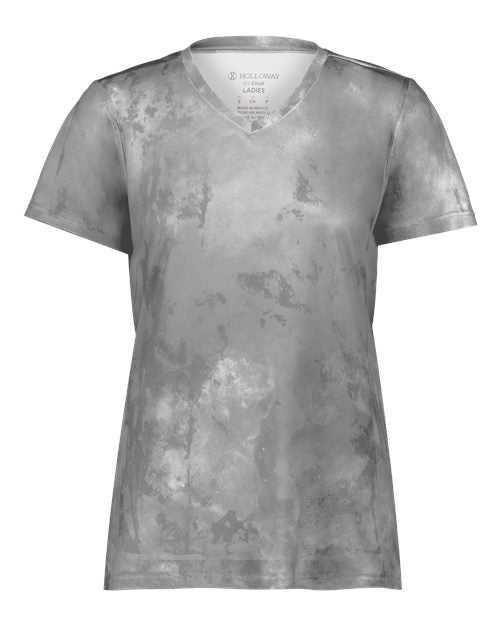 Holloway 222796 Women's Cotton-Touch Cloud V-Neck T-Shirt - Silver Cloud Print - HIT a Double