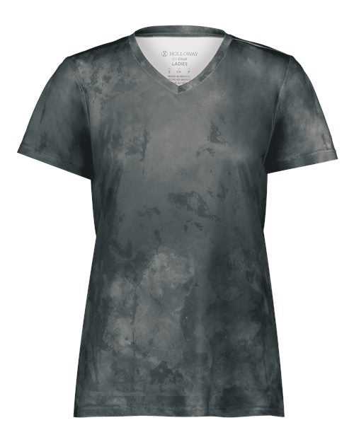 Holloway 222796 Women&#39;s Cotton-Touch Cloud V-Neck T-Shirt - Storm Cloud Print - HIT a Double
