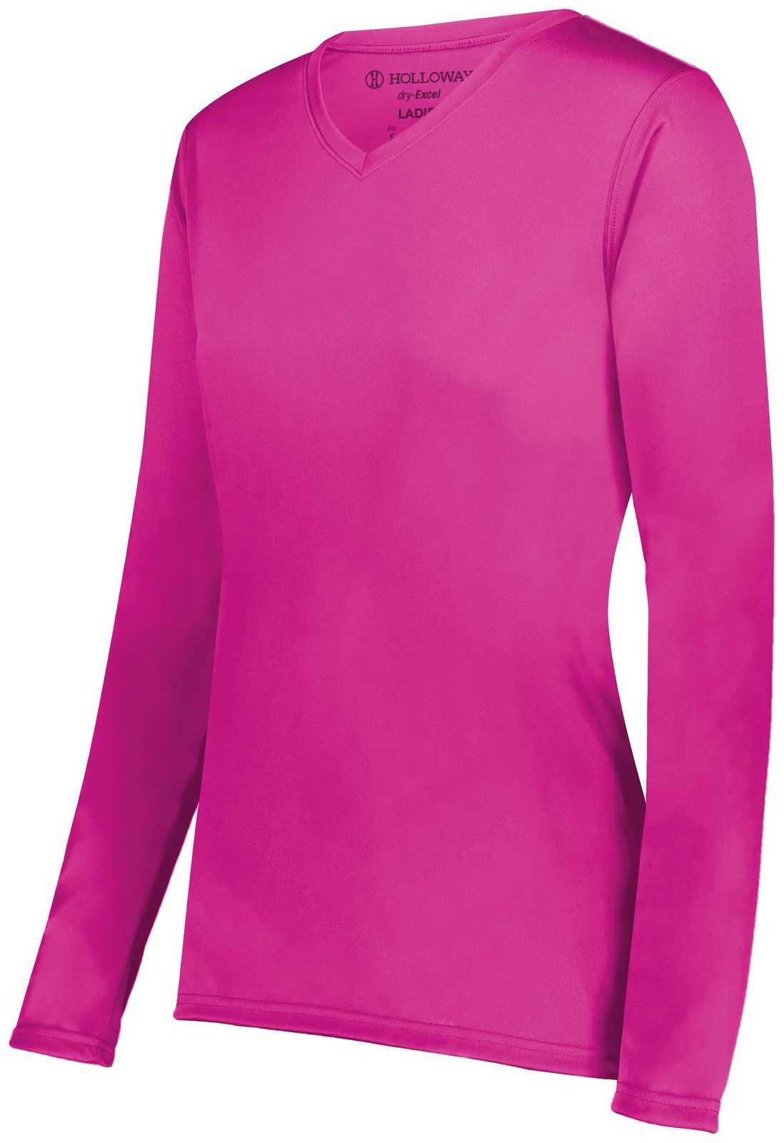 Holloway 222824 Ladies Momentum Long Sleeve Tee - Power Pink - HIT a Double