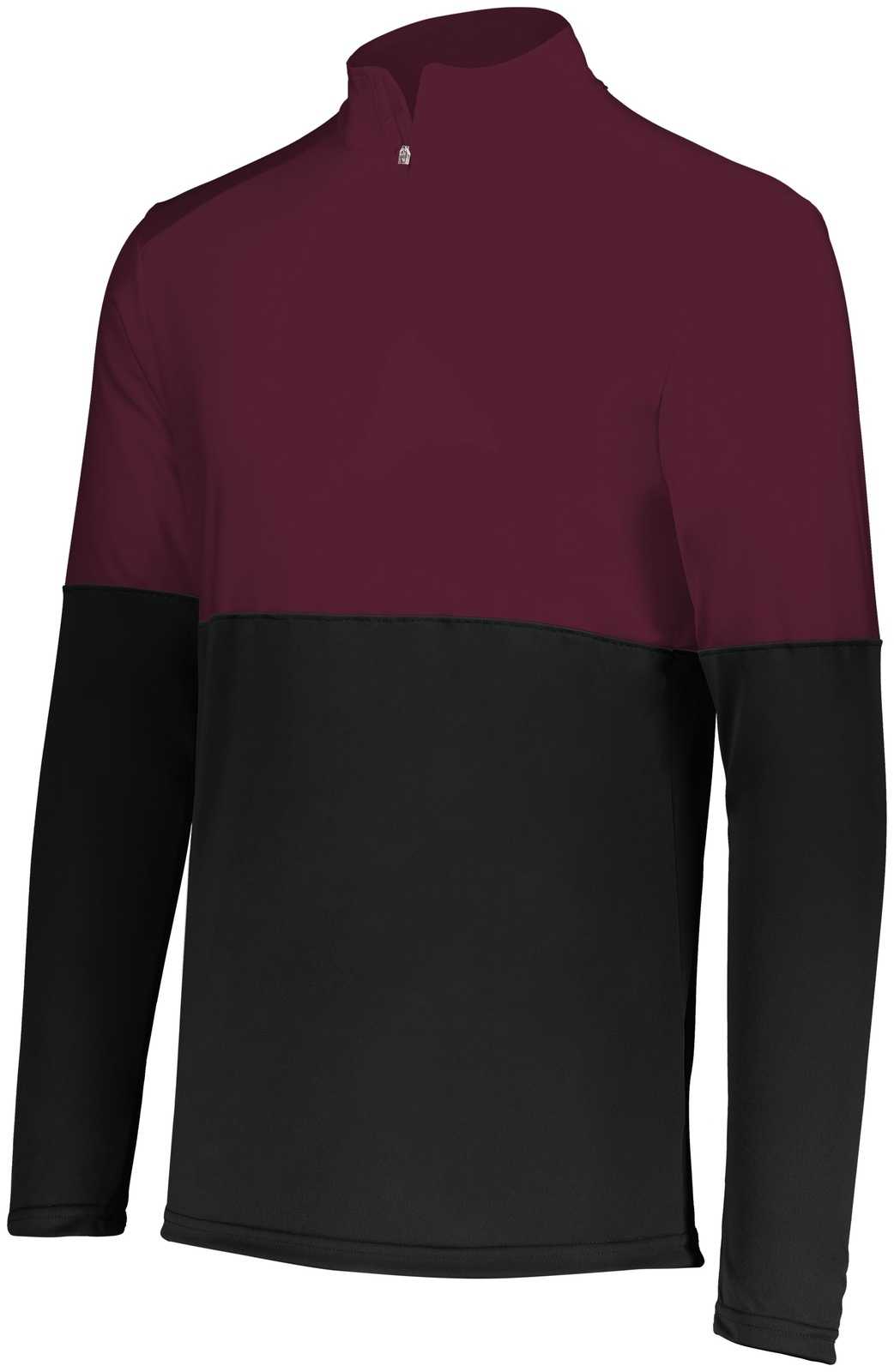 Holloway 223600 Youth Momentum Team 1/4 Zip Pullover - Black Maroon - HIT a Double