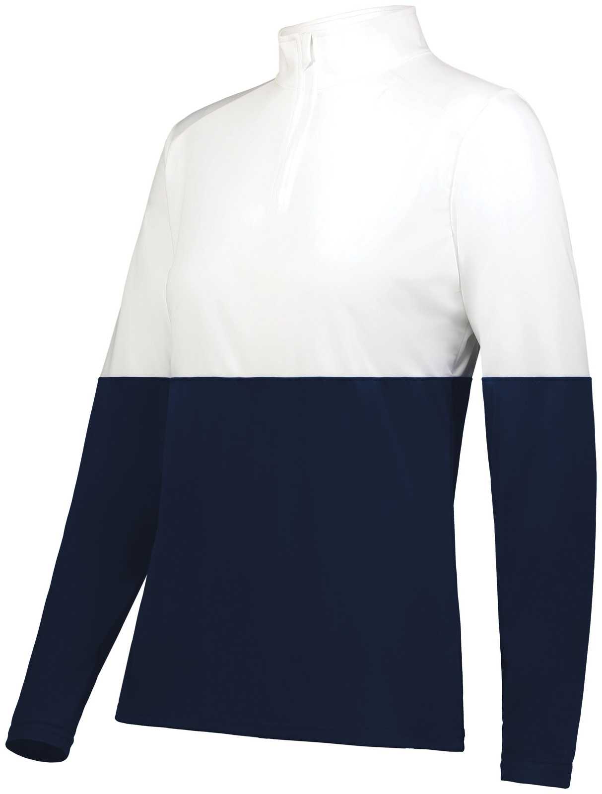 Holloway 223700 Ladies Momentum Team 1/4 Zip Pullover - Navy White - HIT a Double