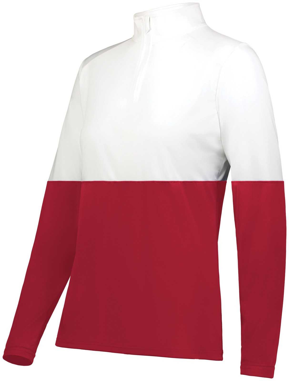 Holloway 223700 Ladies Momentum Team 1/4 Zip Pullover - Scarlet White - HIT a Double