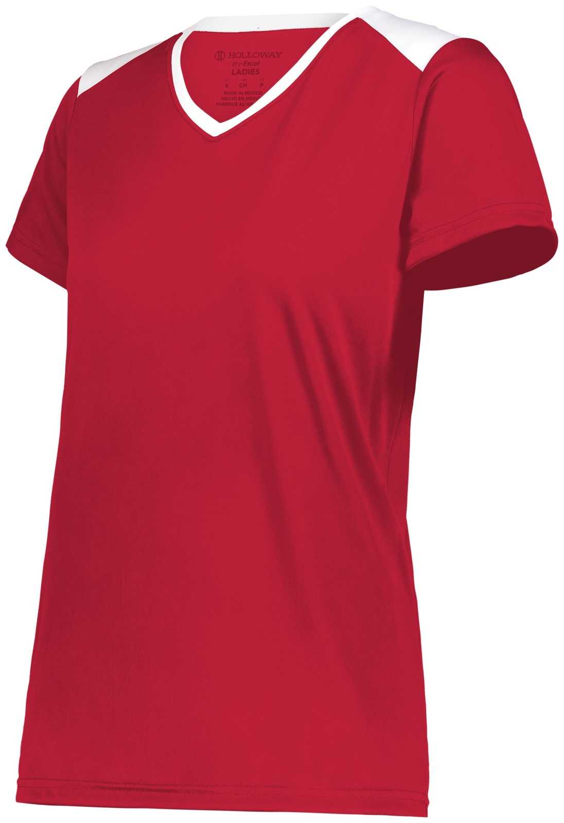 Holloway 223701 Ladies Momentum Team Tee - Scarlet White - HIT a Double