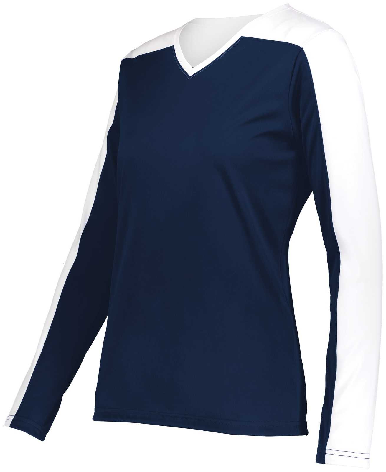 Holloway 223702 Ladies Momentum Team Long Sleeve Tee - Navy White - HIT a Double