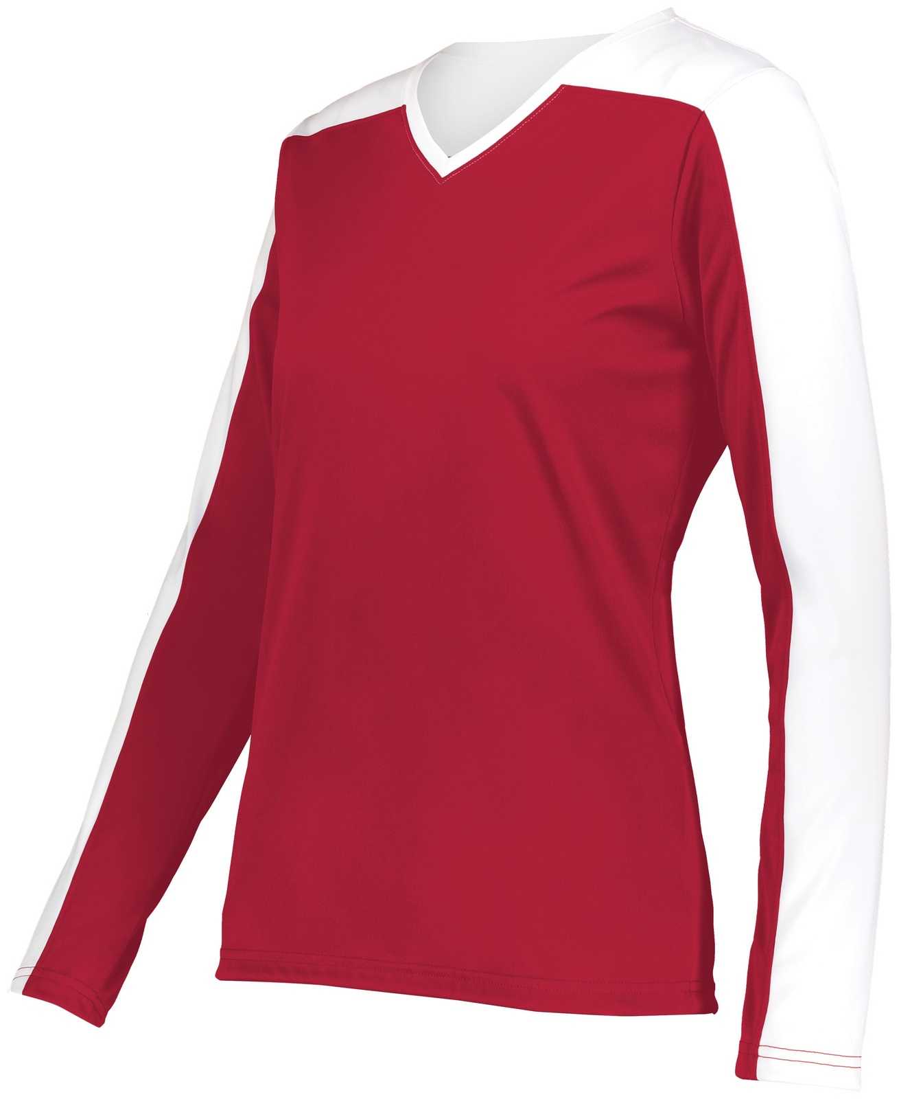 Holloway 223702 Ladies Momentum Team Long Sleeve Tee - Scarlet White - HIT a Double