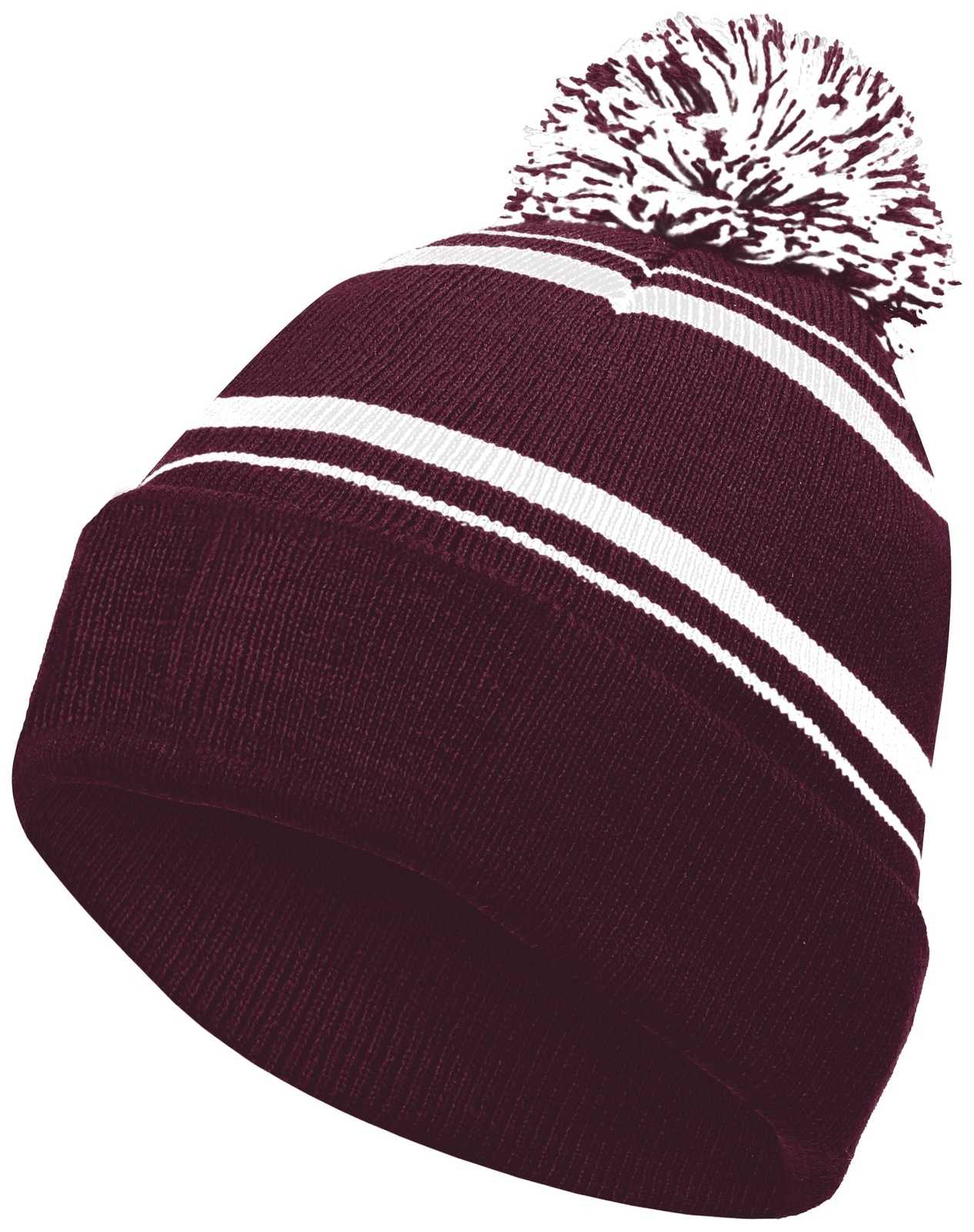 Holloway 223860 Homecoming Beanie with Cuff - Maroon White - HIT a Double