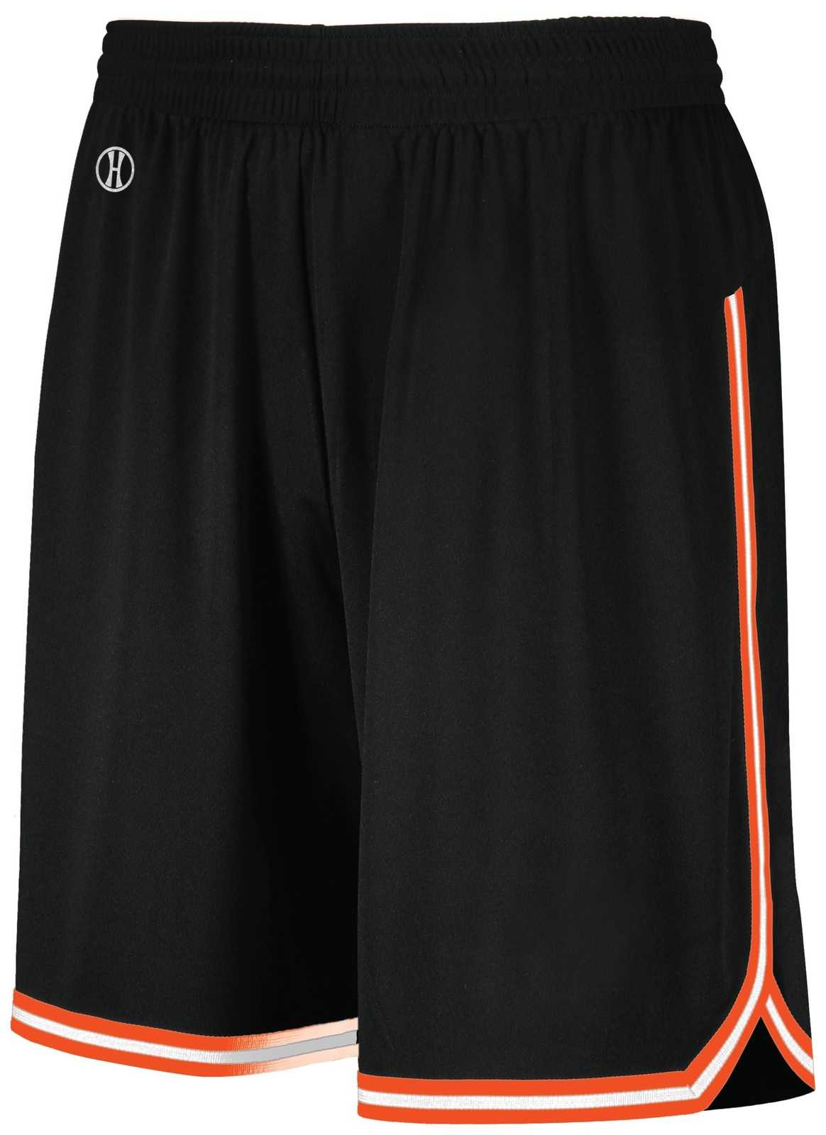 Holloway 224077 Retro Basketball Shorts - Black Orange White - HIT a Double