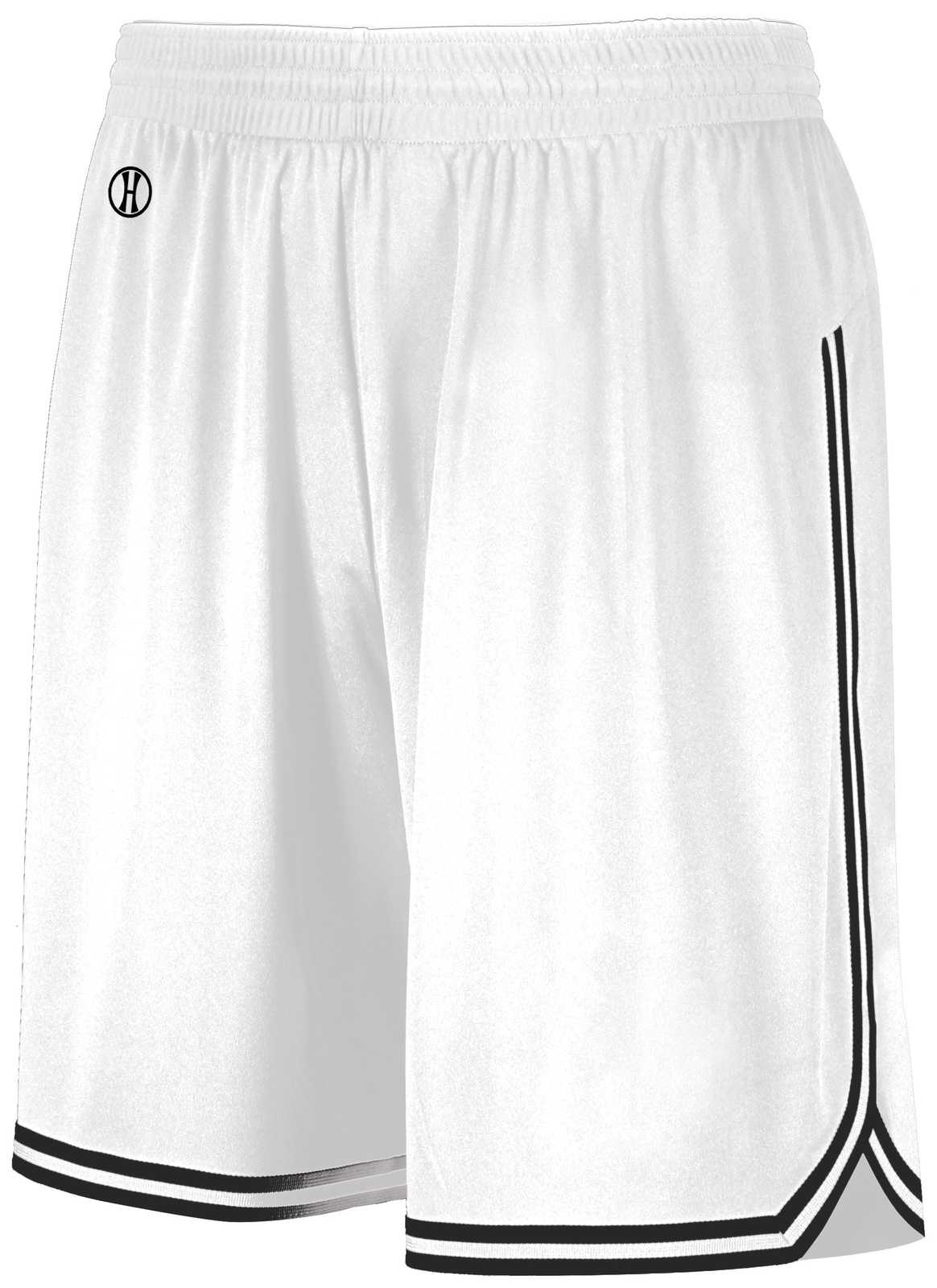 Holloway 224077 Retro Basketball Shorts - White Black - HIT a Double