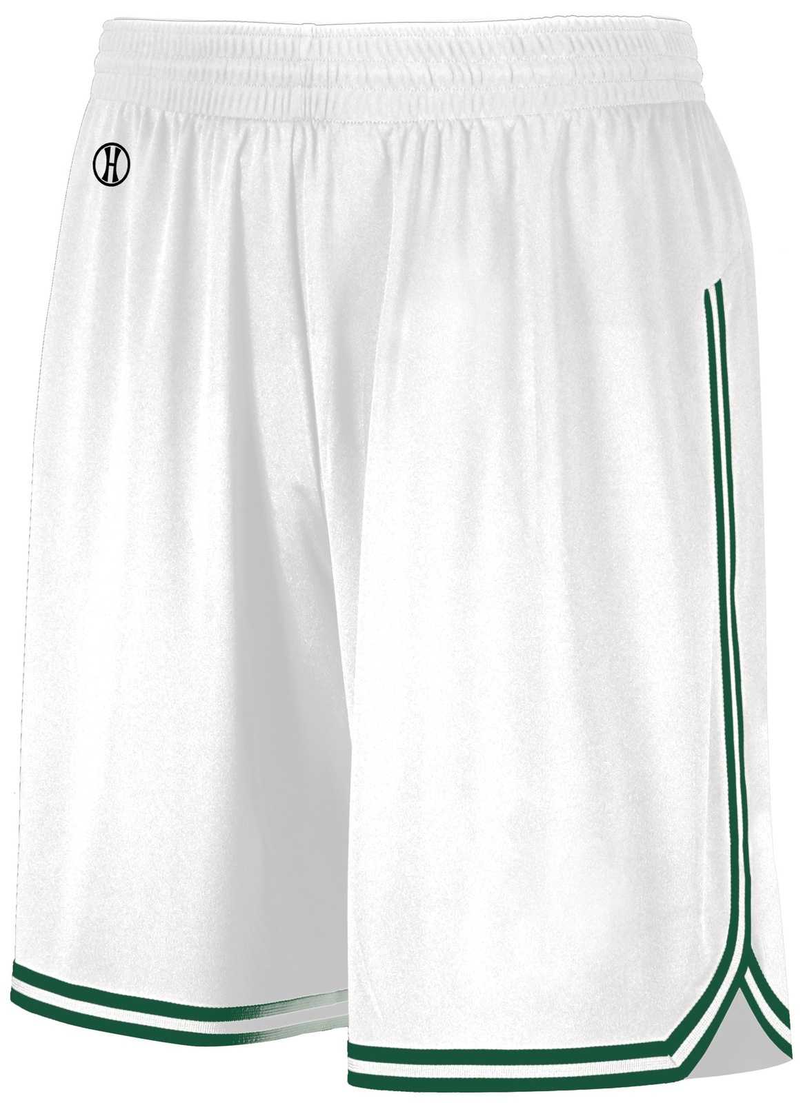 Holloway 224077 Retro Basketball Shorts - White Forest - HIT a Double