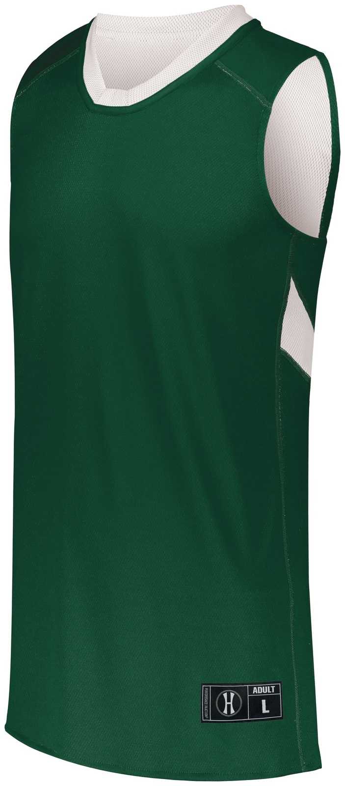 Holloway 224078 Dual-Side Single Ply Basketball Jersey - Forest White - HIT a Double