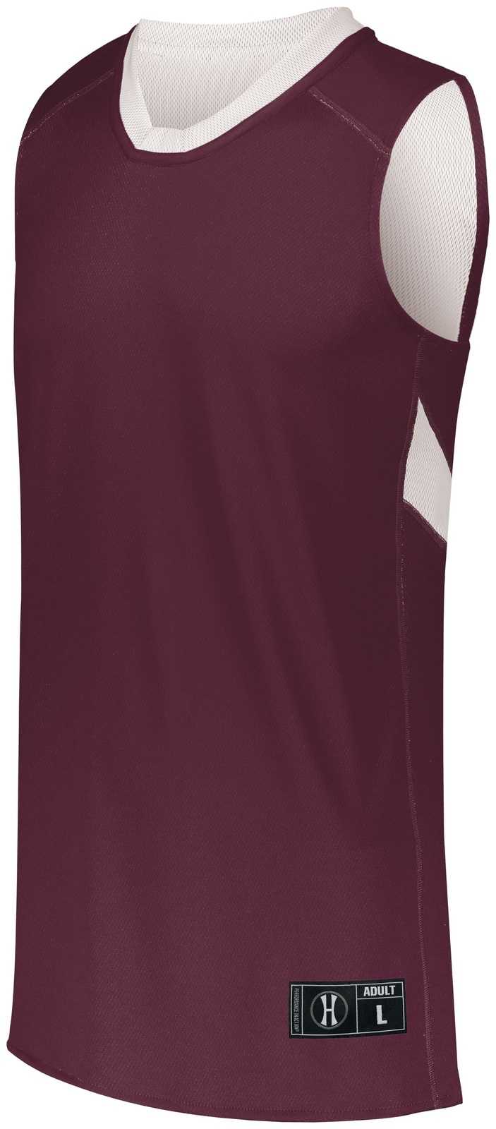 Holloway 224078 Dual-Side Single Ply Basketball Jersey - Maroon White - HIT a Double