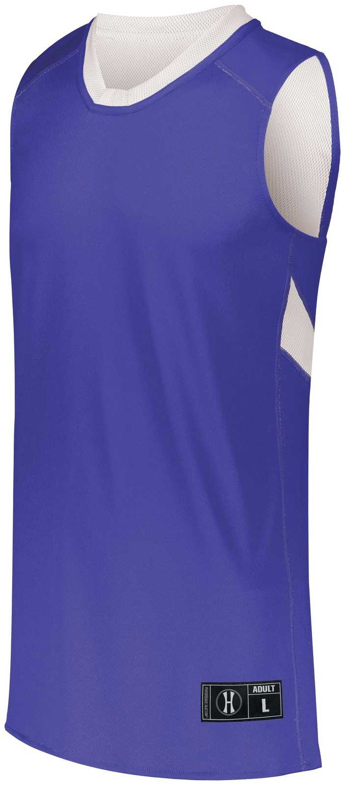 Holloway 224078 Dual-Side Single Ply Basketball Jersey - Purple White - HIT a Double