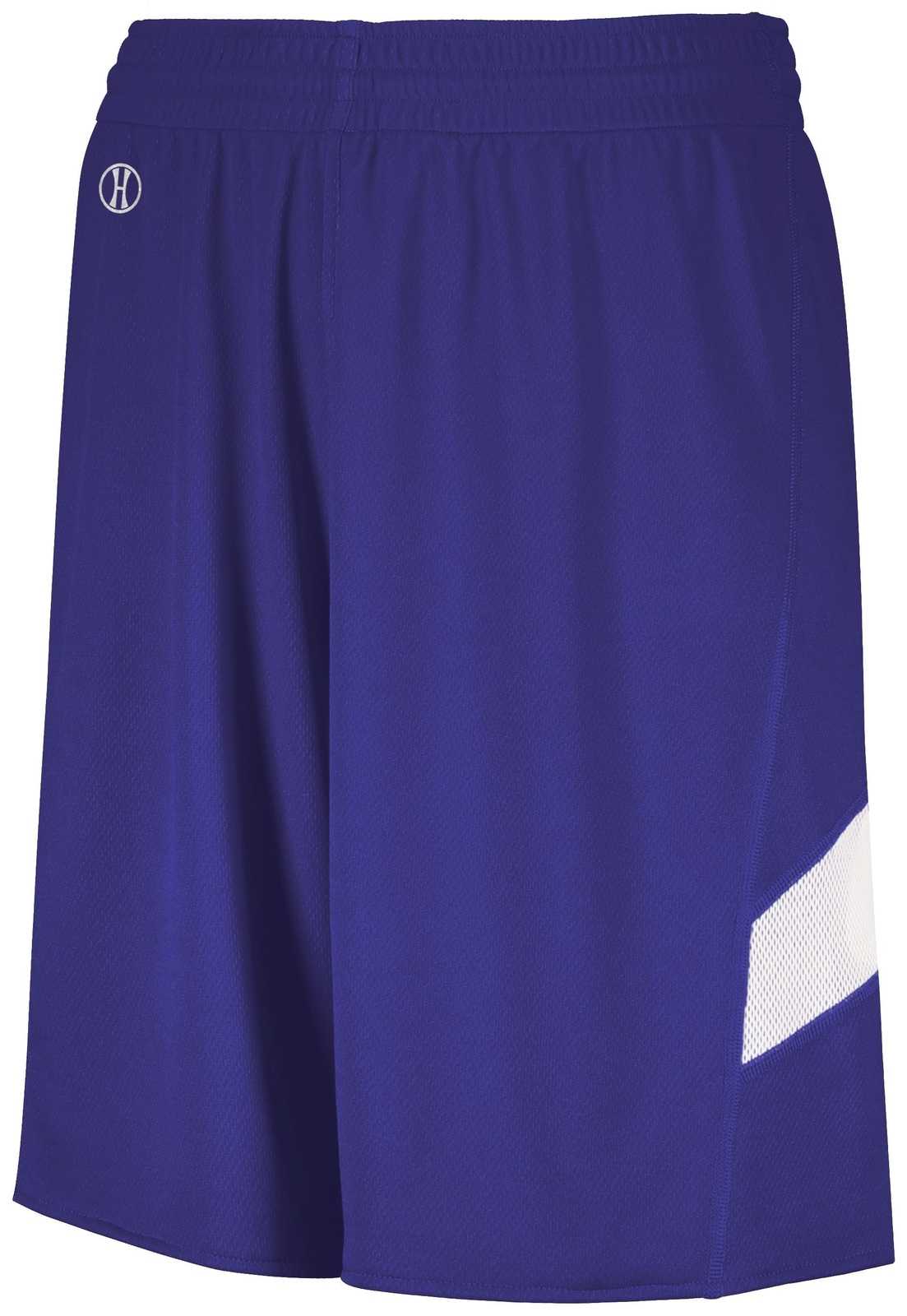 Holloway 224079 Dual-Side Single Ply Shorts - Purple White - HIT a Double