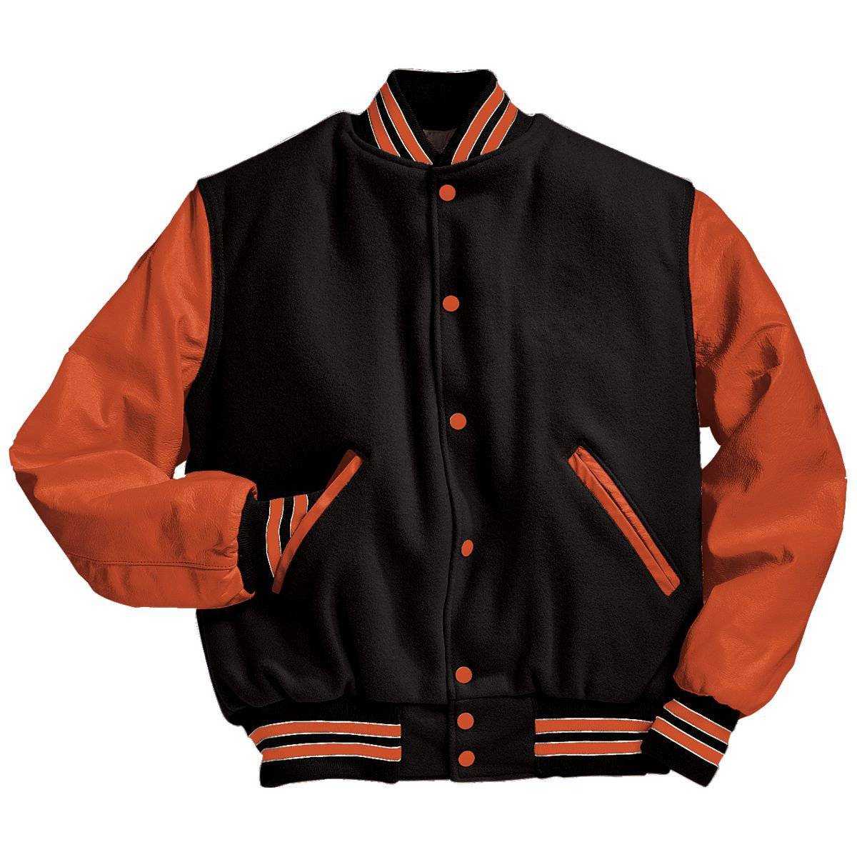 Holloway 224183 Varsity (Wool, Leather Sleeves) - Bk Burnt Orange - HIT a Double
