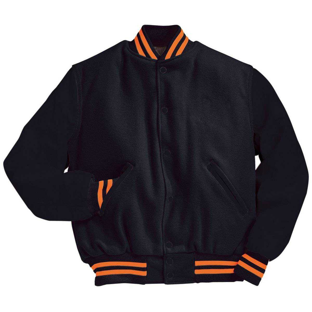 Holloway 224183 Varsity (Wool, Leather Sleeves) - Black Burnt Orange - HIT a Double