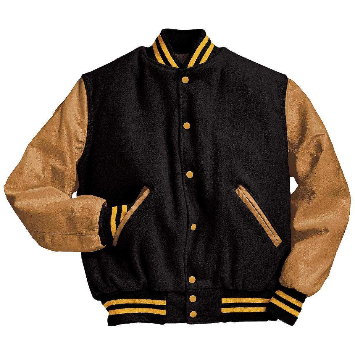 Holloway 224183 Varsity (Wool, Leather Sleeves) - Black Light Gold - HIT a Double