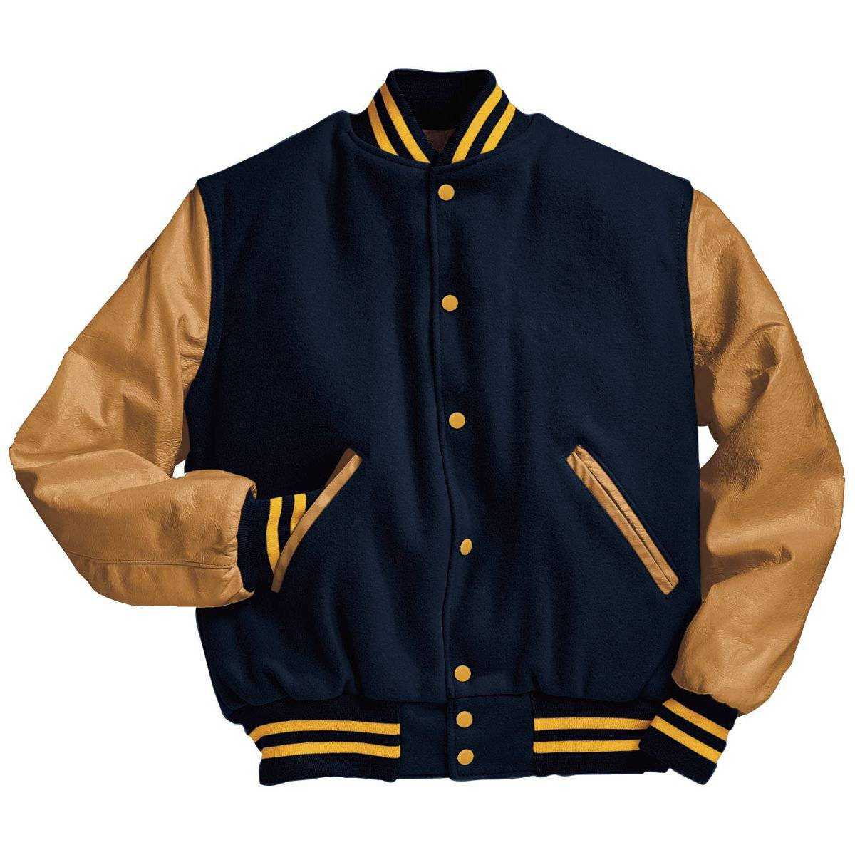 Holloway 224183 Varsity (Wool, Leather Sleeves) -DK Ny Lt Gold Lt Gold - HIT a Double