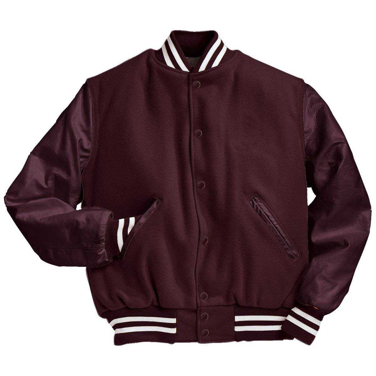 Holloway 224183 Varsity (Wool, Leather Sleeves) - Maroon Maroon Wh - HIT a Double