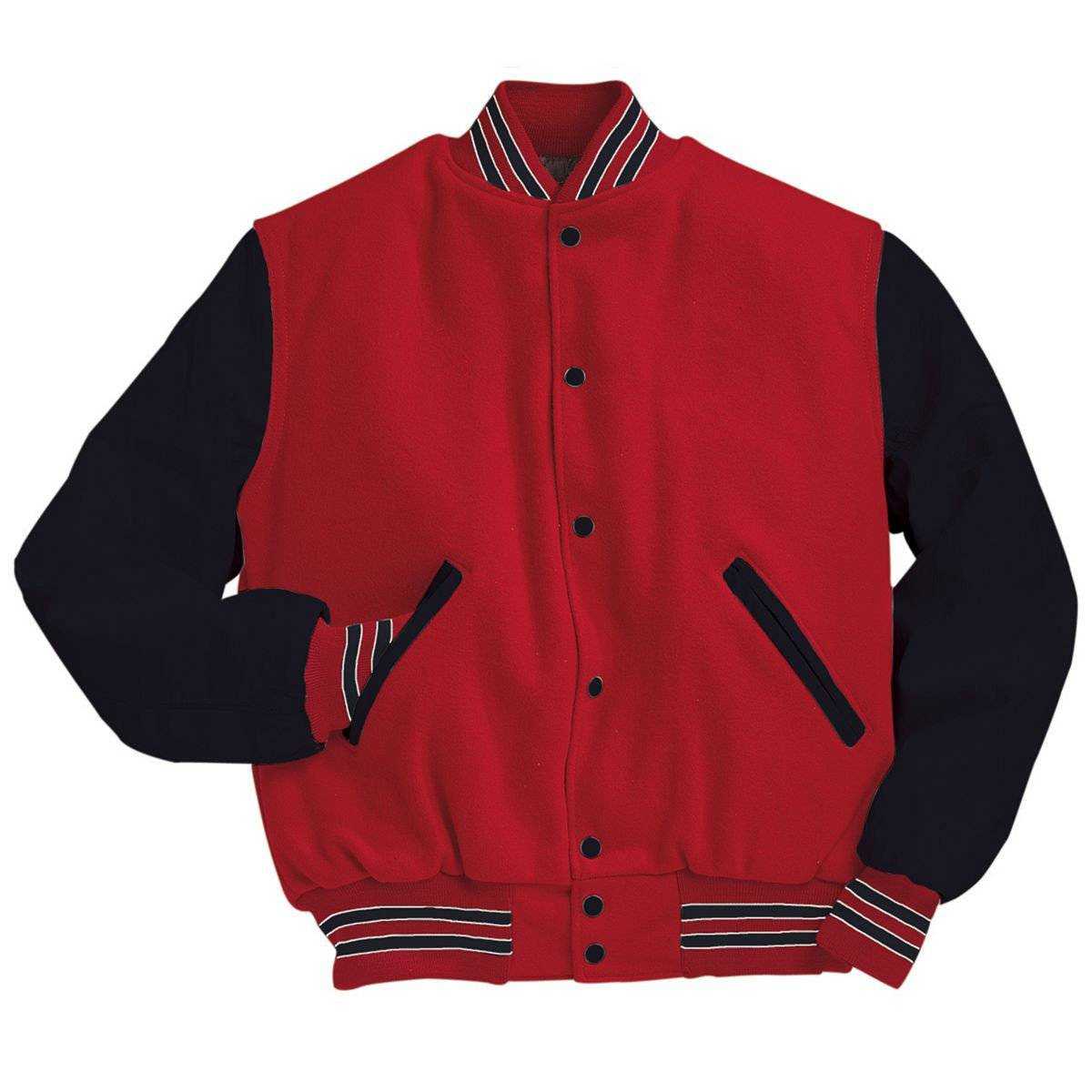 Holloway 224183 Varsity (Wool, Leather Sleeves) - Scarlet Bk Wh - HIT a Double