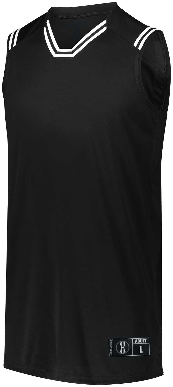 Holloway 224276 Youth Retro Basketball Jersey - Black White - HIT a Double