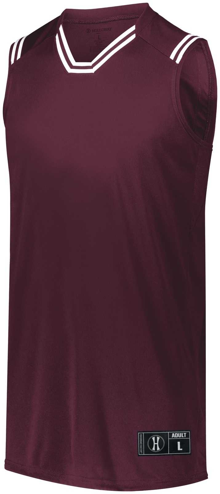 Holloway 224276 Youth Retro Basketball Jersey - Maroon White - HIT a Double