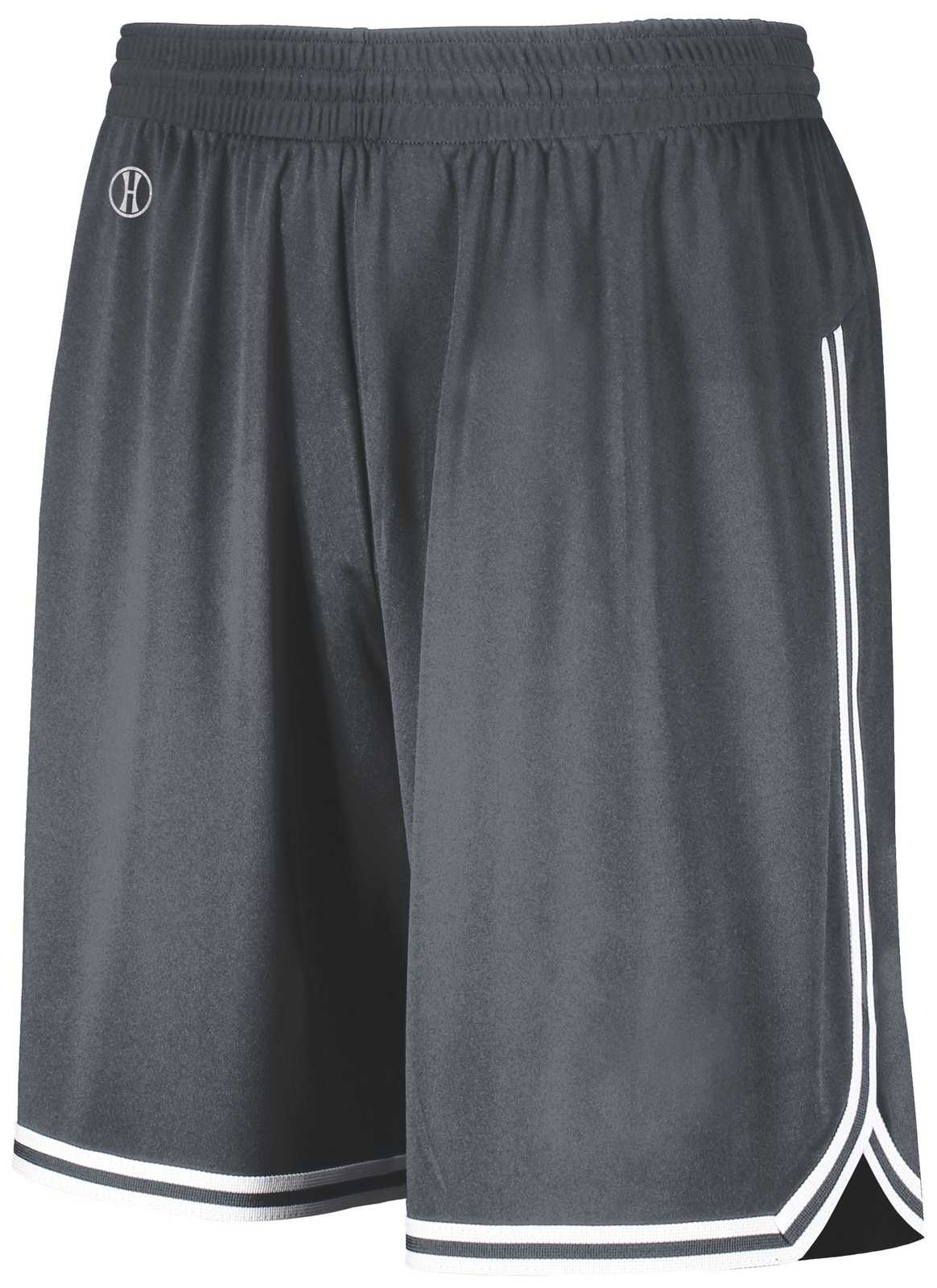 Holloway 224277 Youth Retro Basketball Shorts - Graphite White - HIT a Double