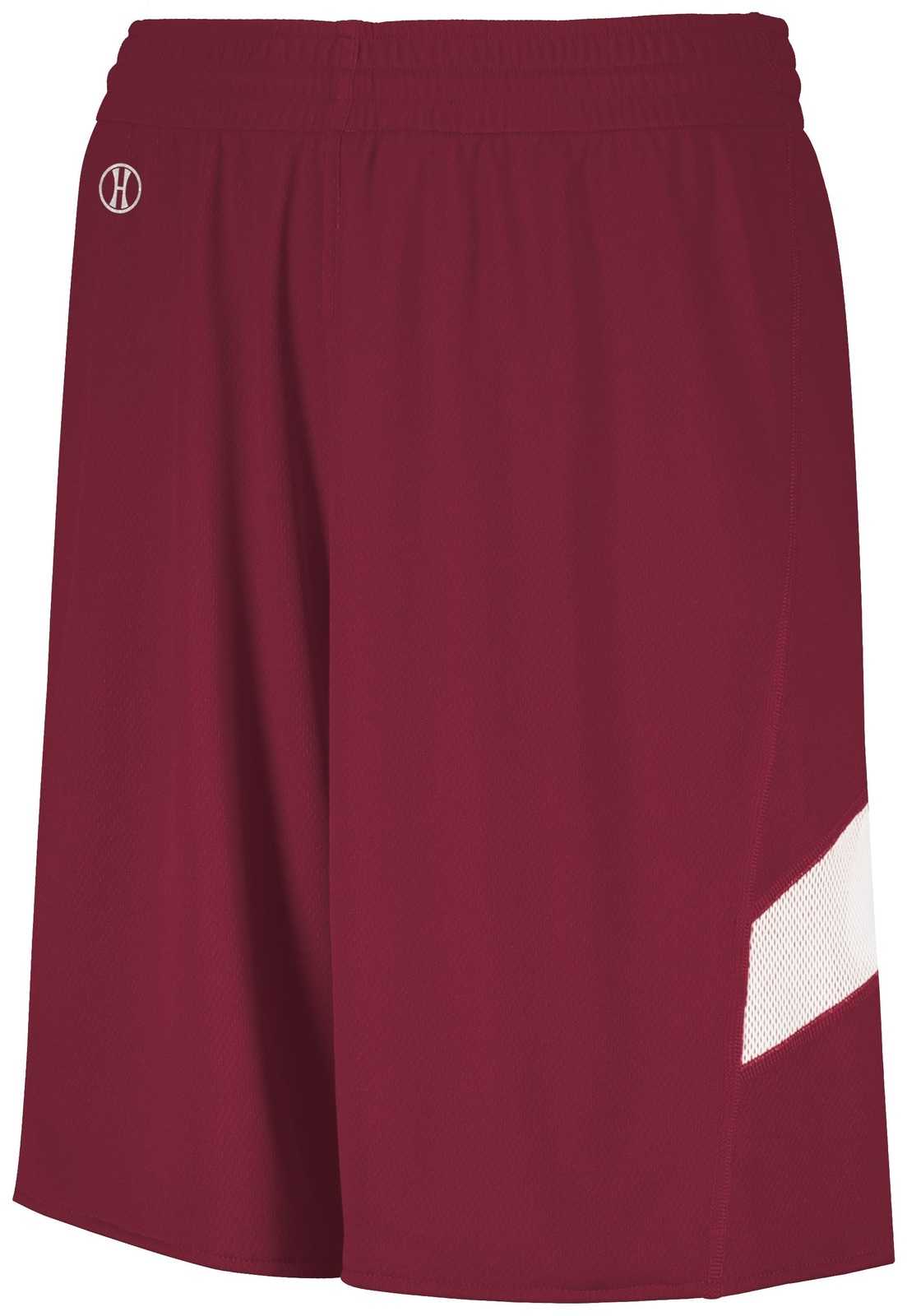 Holloway 224279 Youth Dual-Side Single Ply Basketball Shorts - Cardinal White - HIT a Double