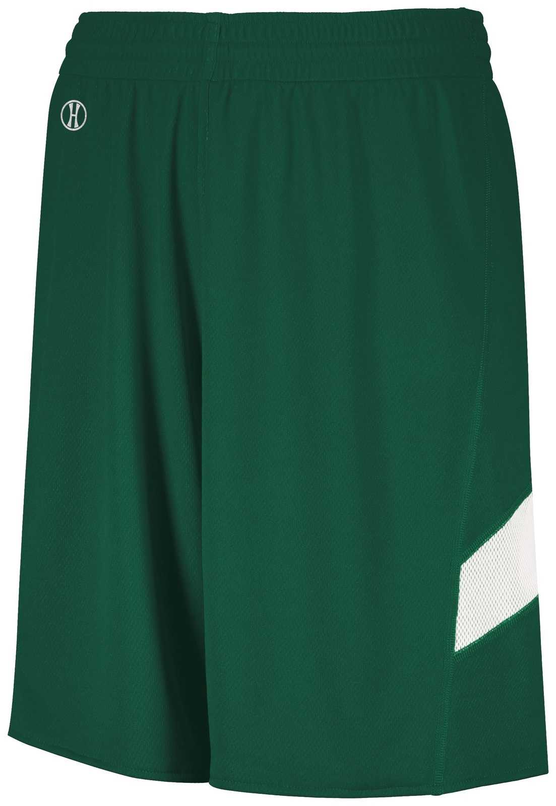 Holloway 224279 Youth Dual-Side Single Ply Basketball Shorts - Forest White - HIT a Double