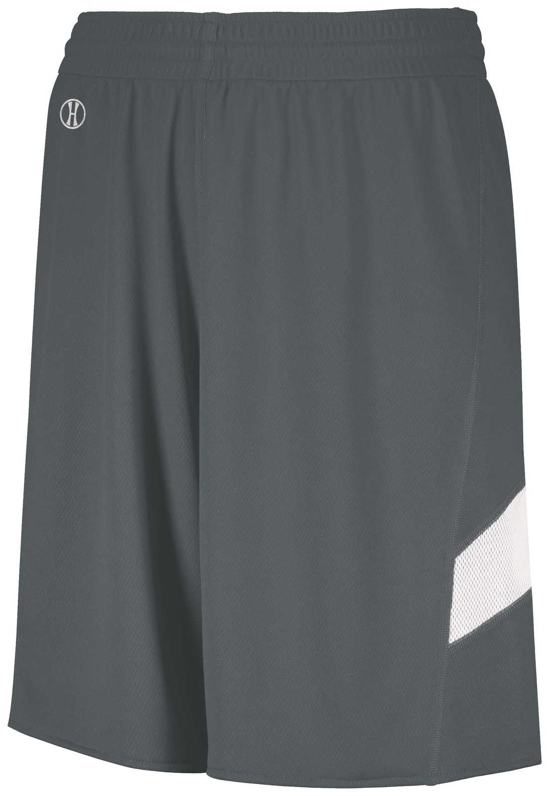 Holloway 224279 Youth Dual-Side Single Ply Basketball Shorts - Graphite White - HIT a Double