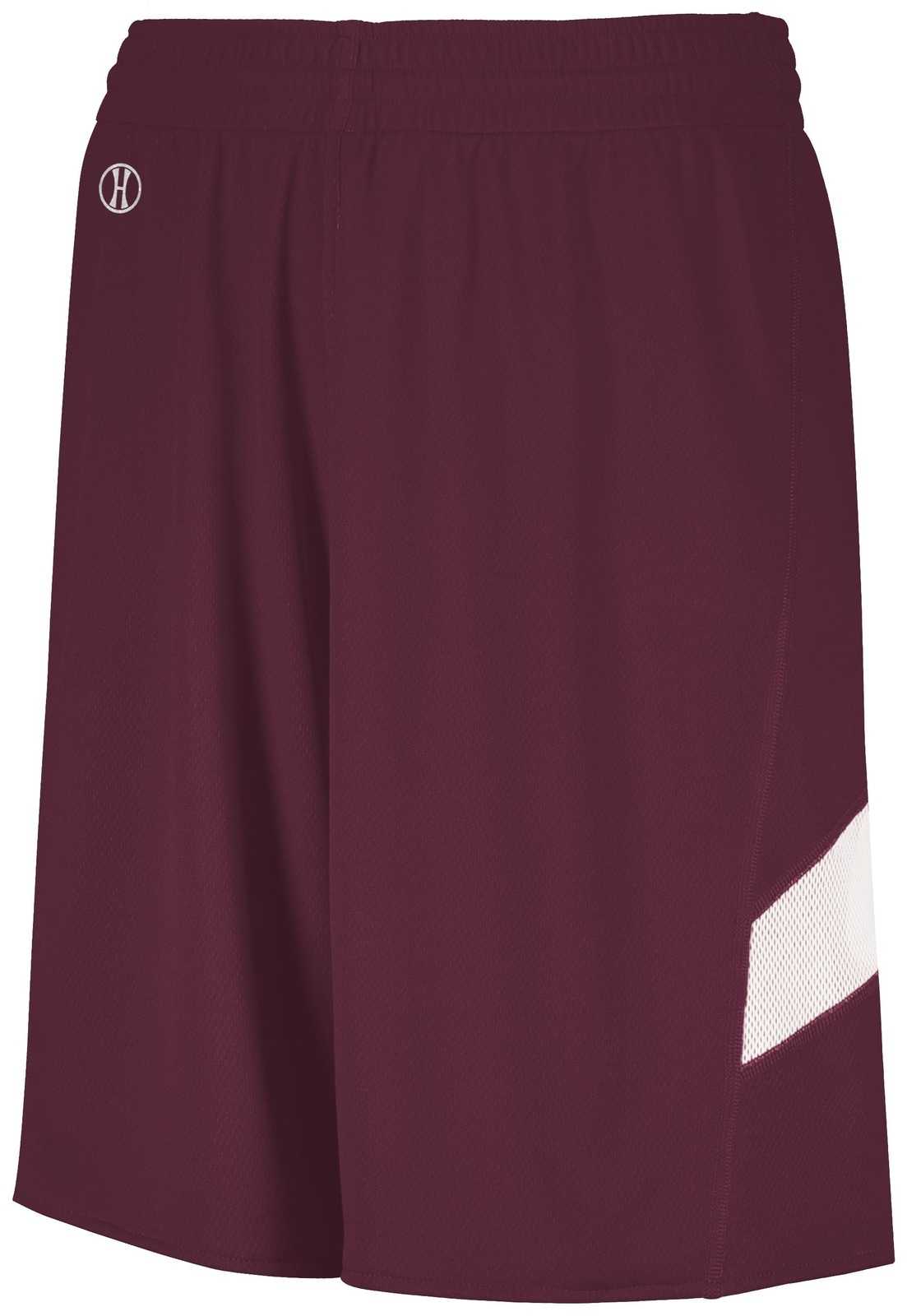 Holloway 224279 Youth Dual-Side Single Ply Basketball Shorts - Maroon White - HIT a Double