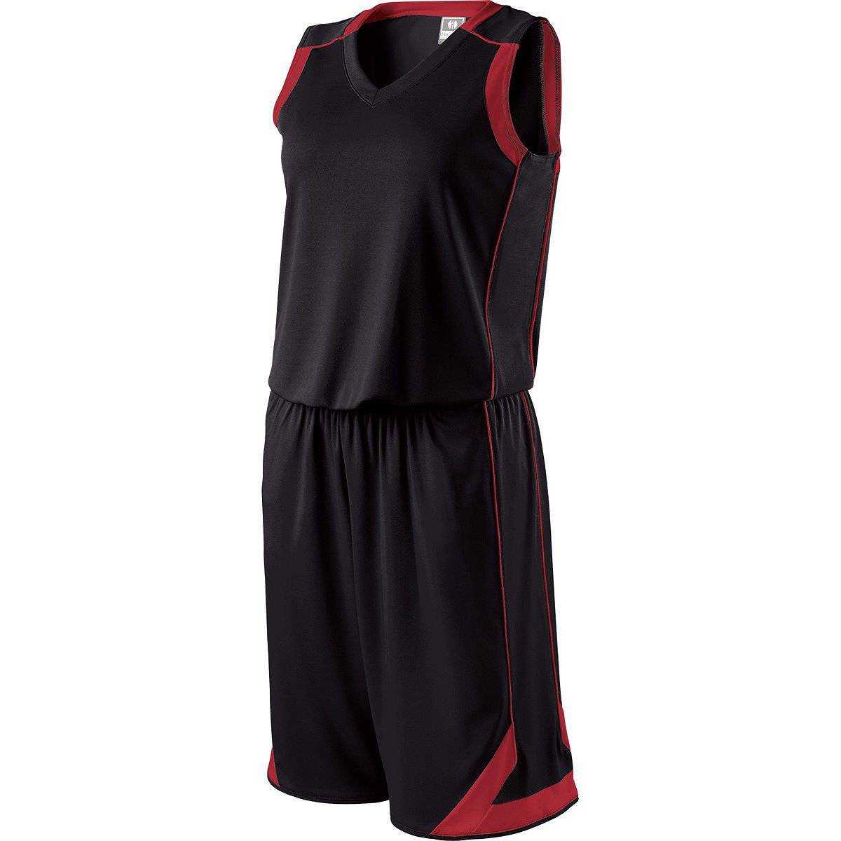 Holloway 224363 Ladies Carthage Short - Black Scarlet - HIT a Double
