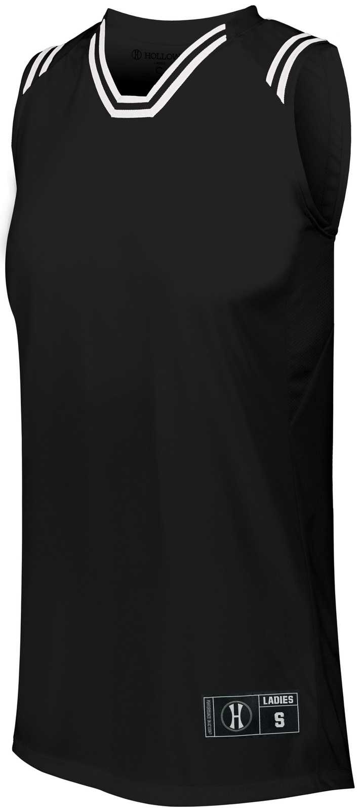 Holloway 224376 Ladies Retro Basketball Jersey - Black White - HIT a Double