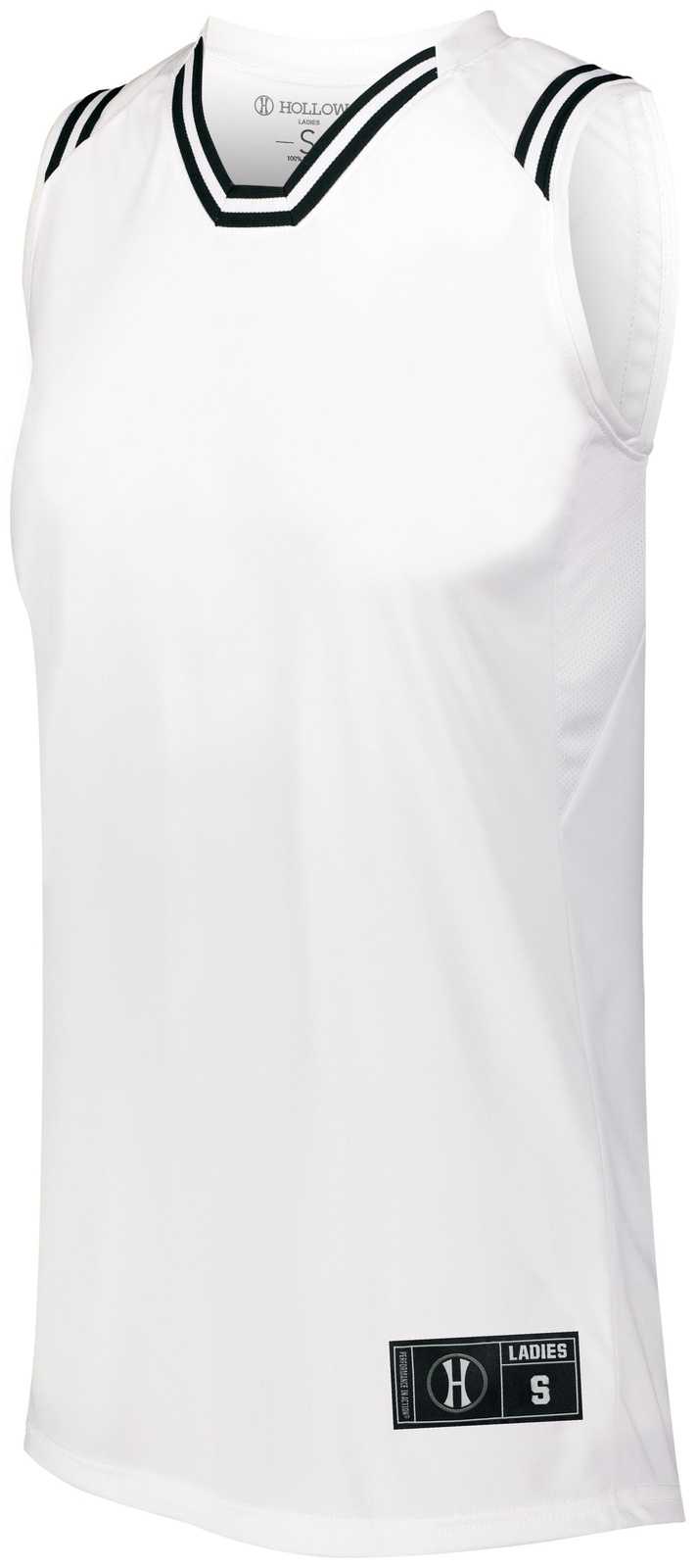 Holloway 224376 Ladies Retro Basketball Jersey - White Black - HIT a Double