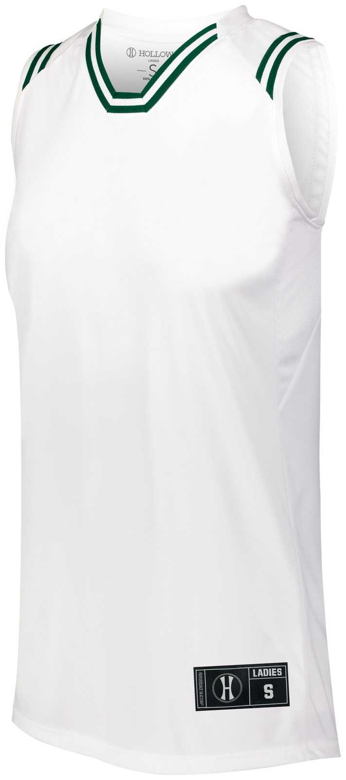 Holloway 224376 Ladies Retro Basketball Jersey - White Forest - HIT a Double