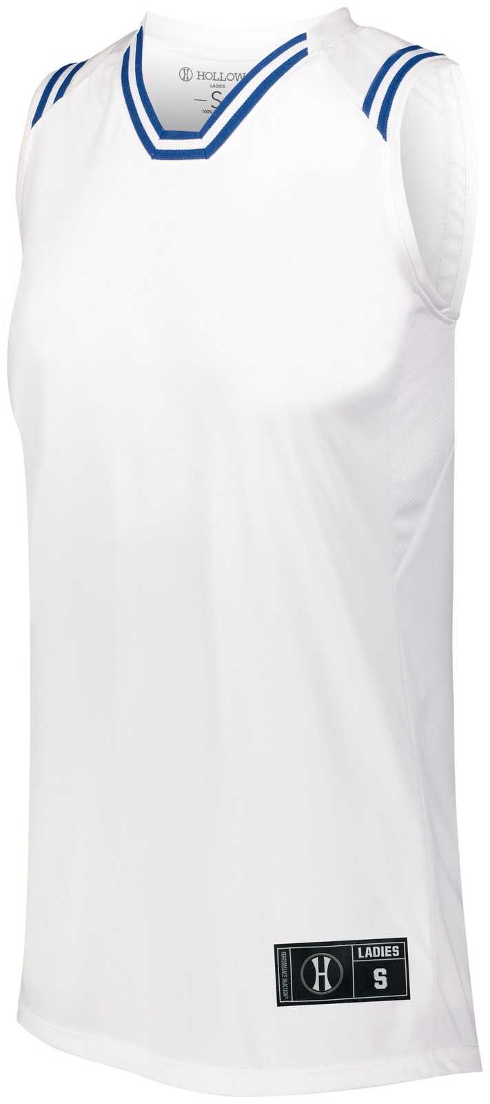 Holloway 224376 Ladies Retro Basketball Jersey - White Royal - HIT a Double