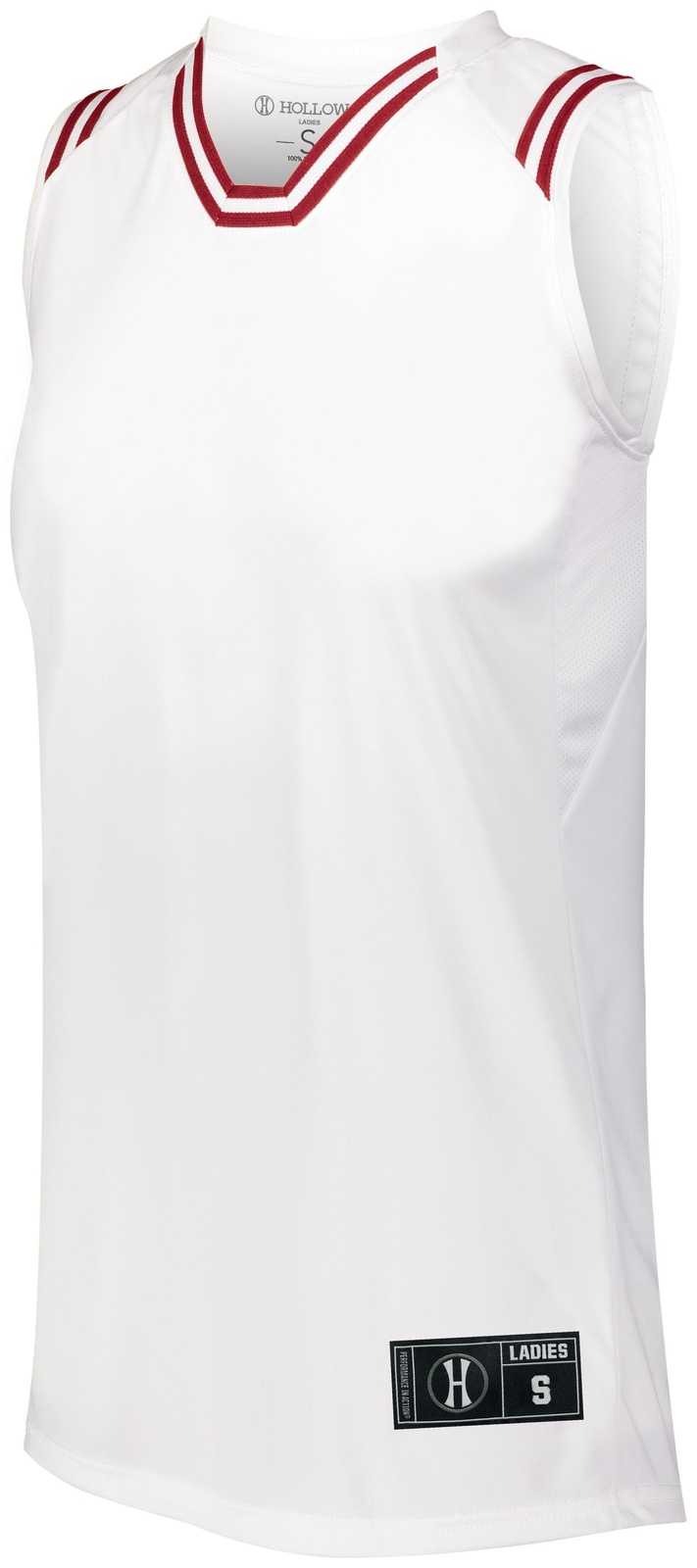 Holloway 224376 Ladies Retro Basketball Jersey - White Scarlet - HIT a Double