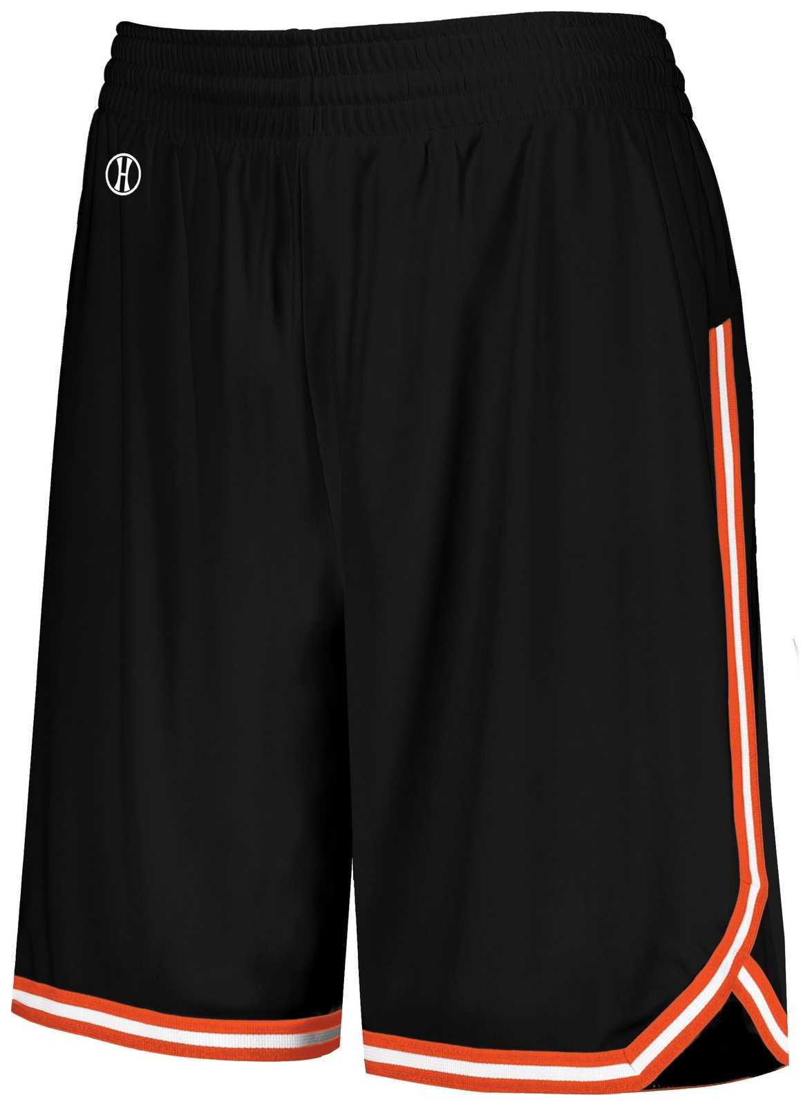 Holloway 224377 Ladies Retro Basketball Shorts - Black Orange White - HIT a Double