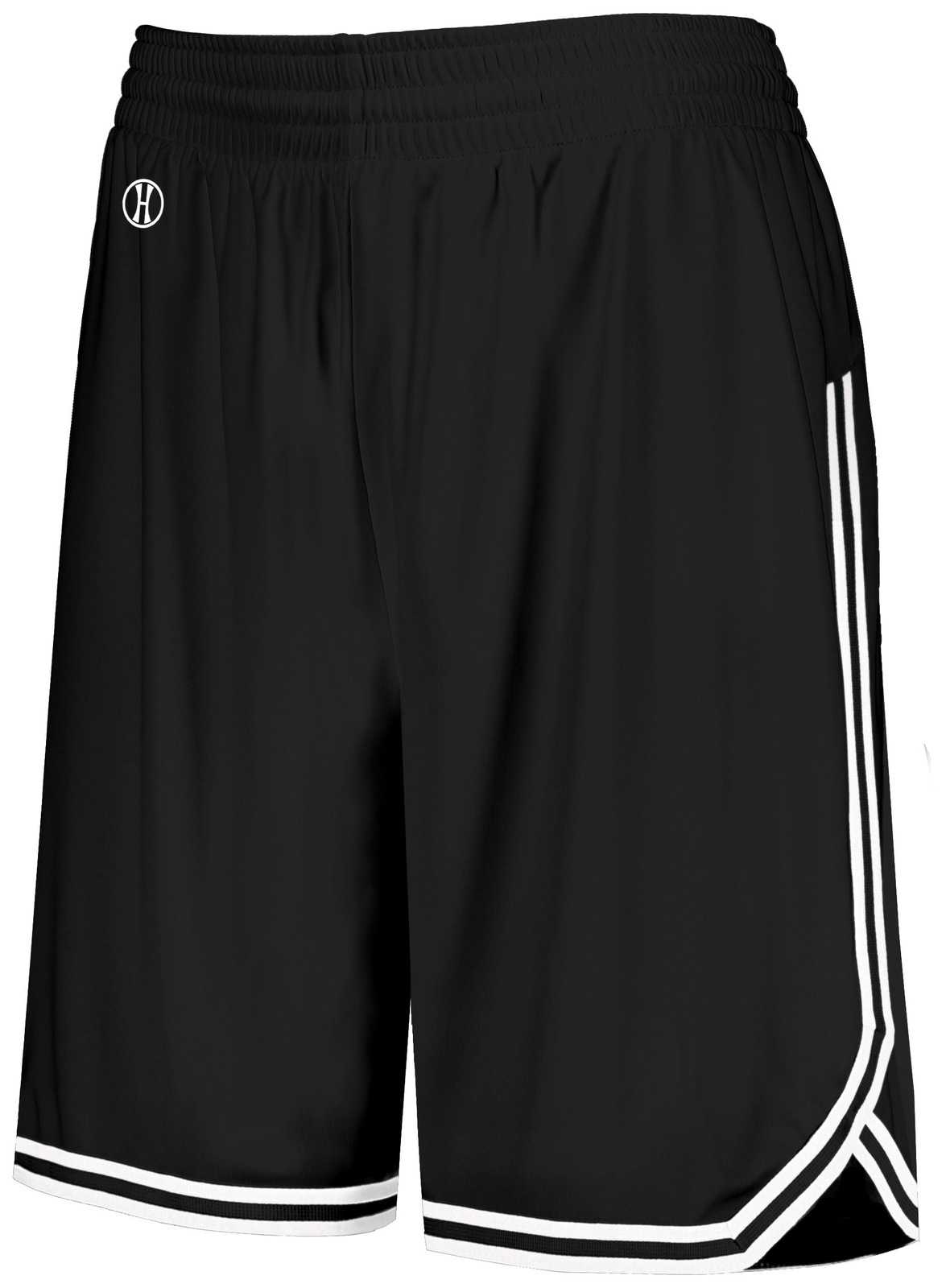 Holloway 224377 Ladies Retro Basketball Shorts - Black White - HIT a Double
