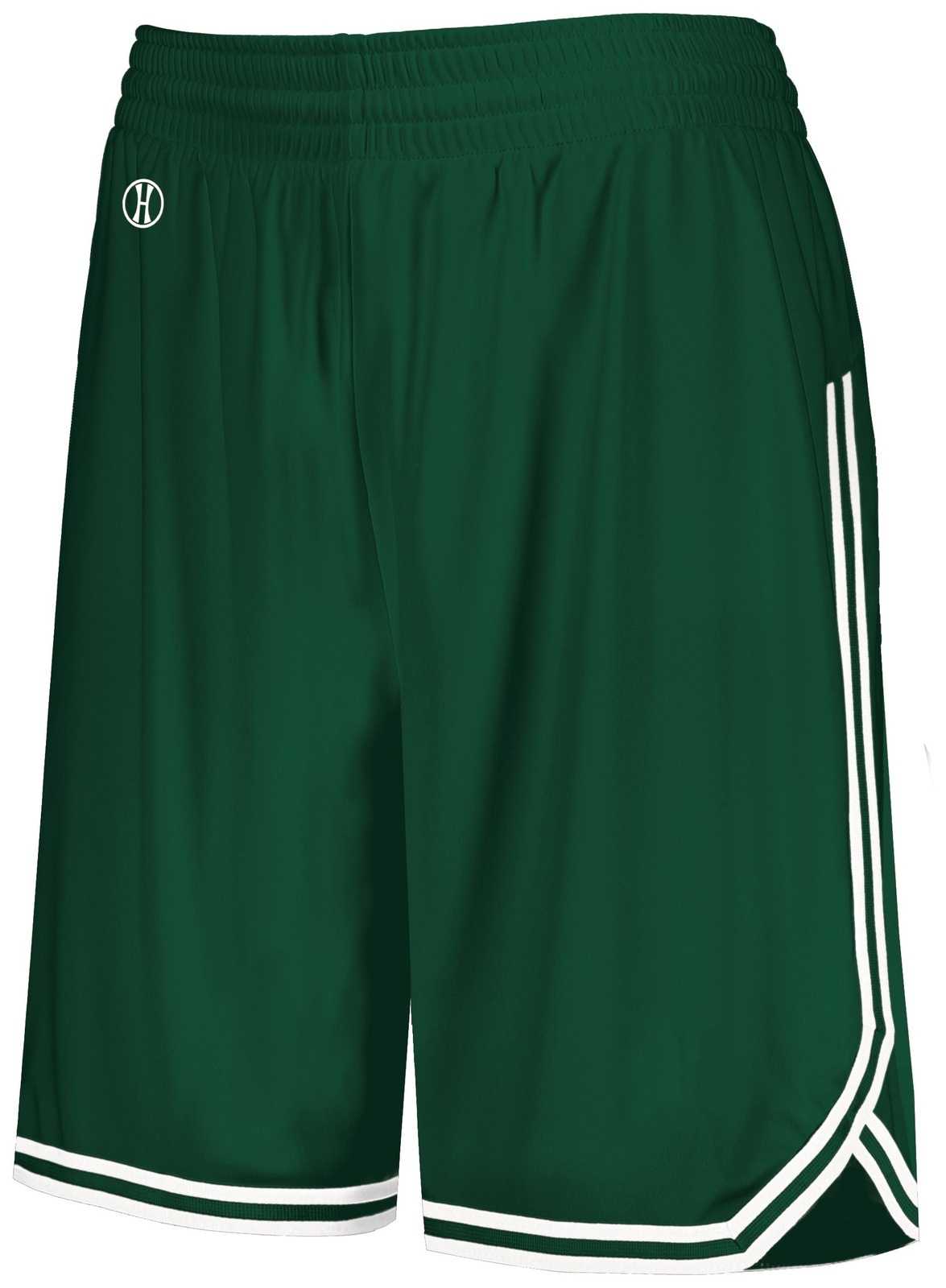 Holloway 224377 Ladies Retro Basketball Shorts - Forest White - HIT a Double