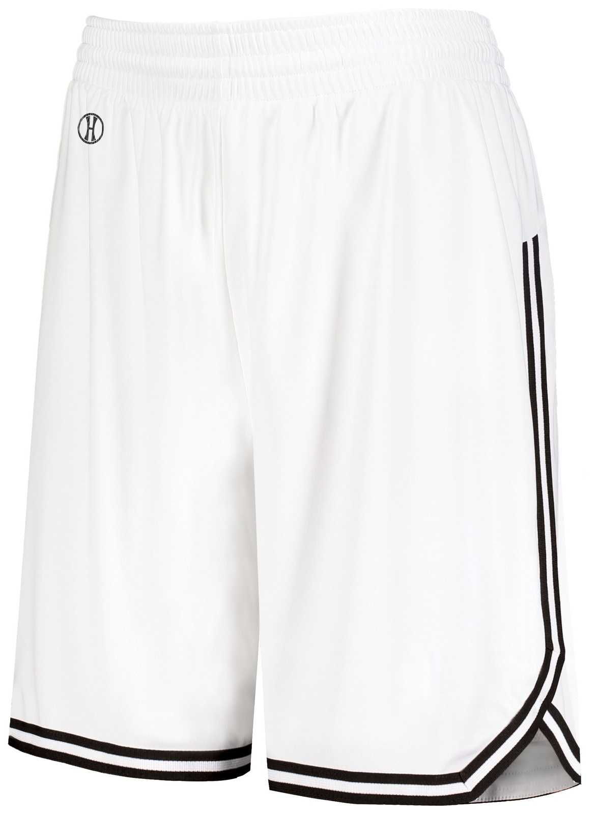 Holloway 224377 Ladies Retro Basketball Shorts - White Black - HIT a Double