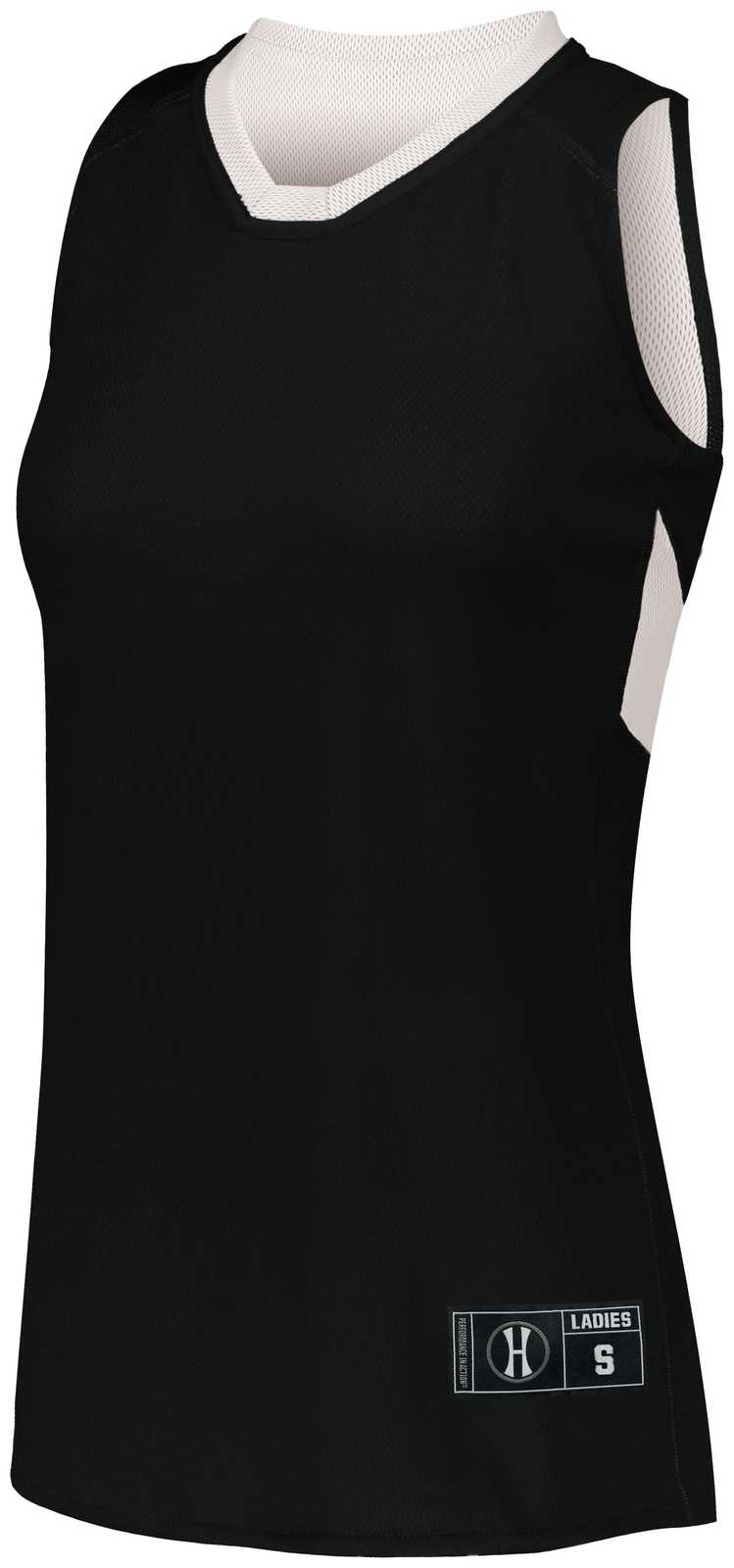 Holloway 224378 Ladies Dual-Side Single Ply Basketball Jersey - Black White - HIT a Double