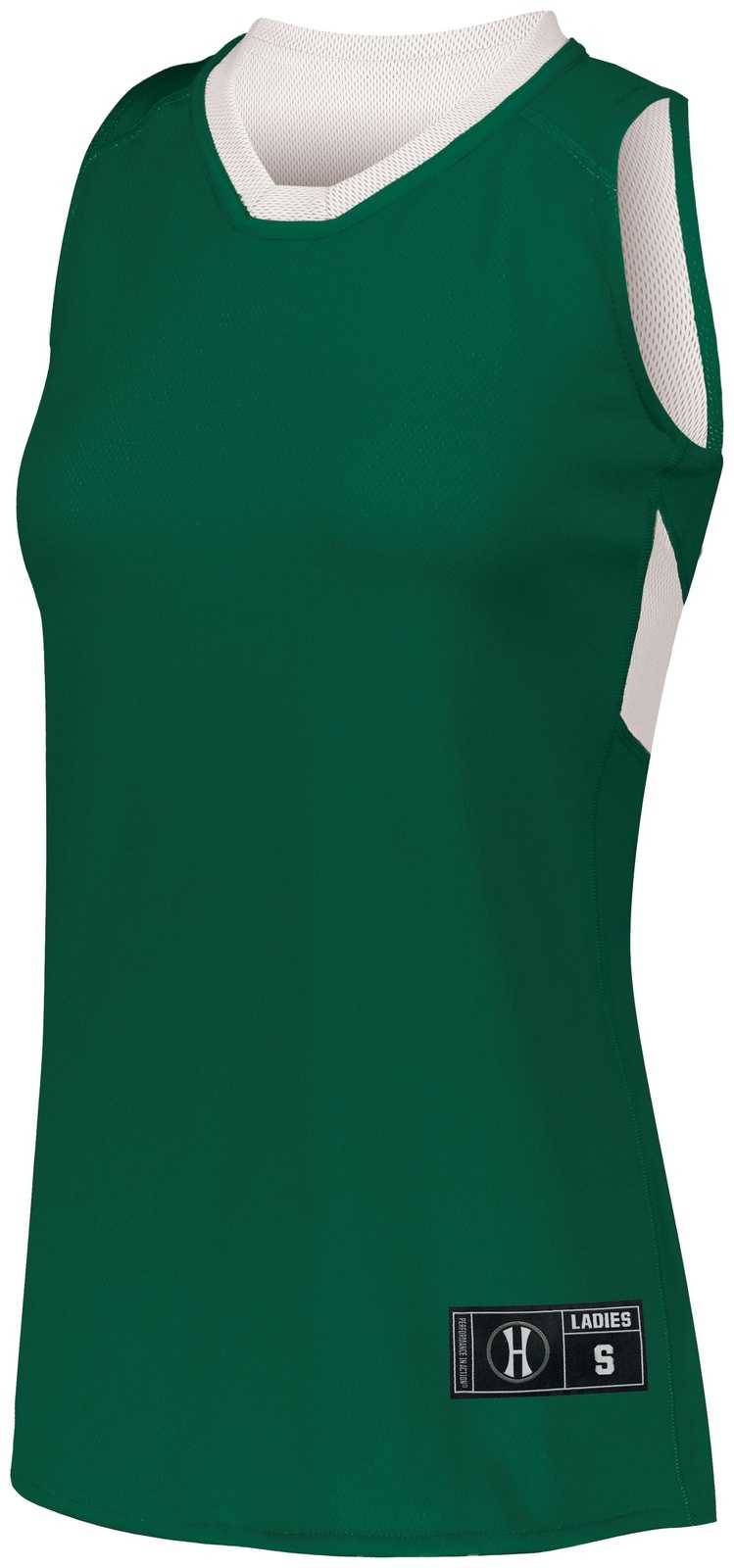 Holloway 224378 Ladies Dual-Side Single Ply Basketball Jersey - Forest White - HIT a Double
