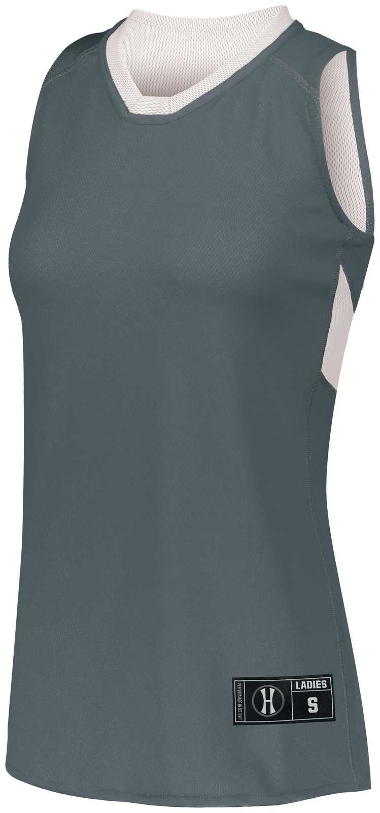 Holloway 224378 Ladies Dual-Side Single Ply Basketball Jersey - Graphite White - HIT a Double