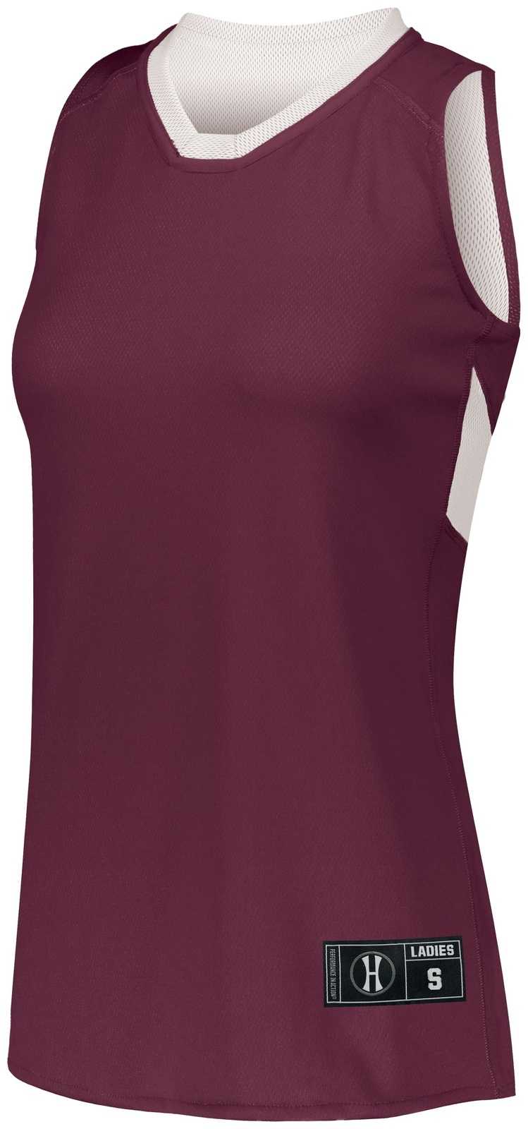Holloway 224378 Ladies Dual-Side Single Ply Basketball Jersey - Maroon White - HIT a Double