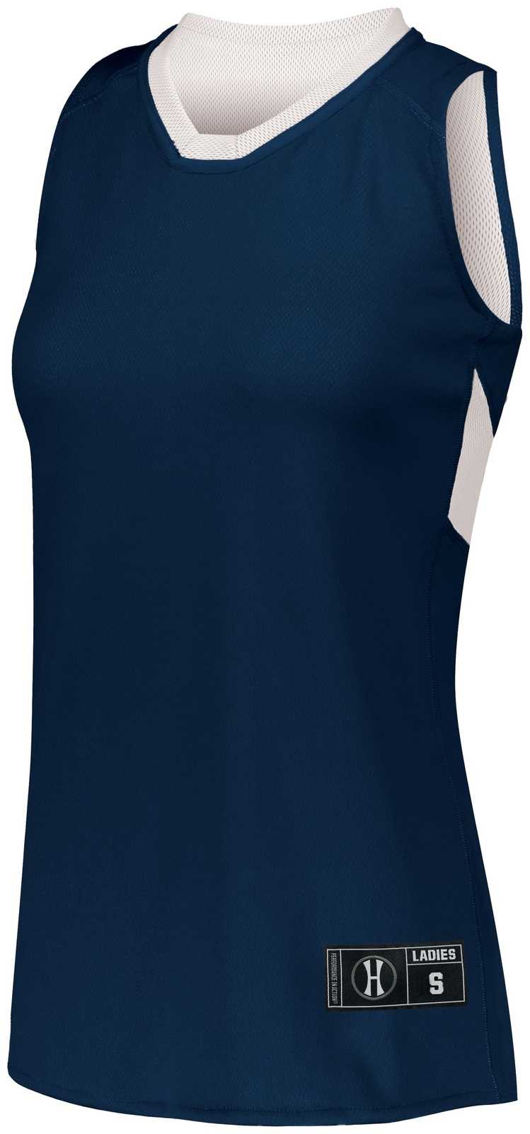 Holloway 224378 Ladies Dual-Side Single Ply Basketball Jersey - Navy White - HIT a Double