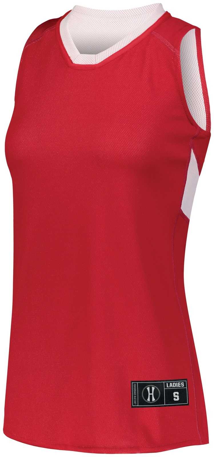 Holloway 224378 Ladies Dual-Side Single Ply Basketball Jersey - Scarlet White - HIT a Double