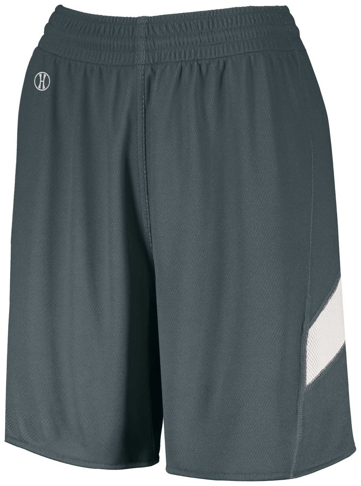Holloway 224379 Ladies Dual-Side Single Ply Shorts - Graphite White - HIT a Double