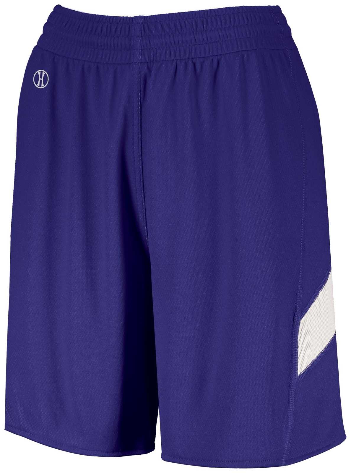 Holloway 224379 Ladies Dual-Side Single Ply Shorts - Purple White - HIT a Double