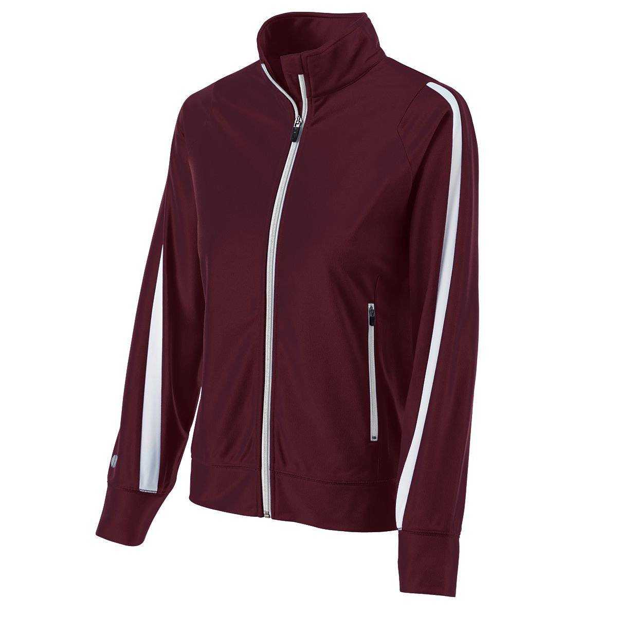 Holloway 229342 Ladies Determination Jacket - Maroon White - HIT a Double