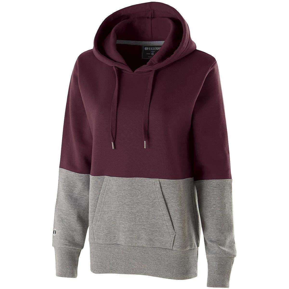 Holloway 229378 Ladies Ration Hoodie - Maroon Charcoal Heather - HIT a Double